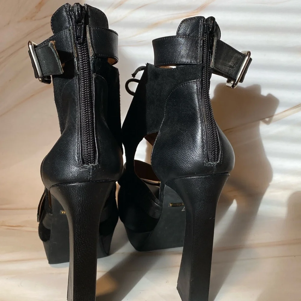 Jeffrey Campbell Black Lace Up Chunky Heels - Picture 5 of 6